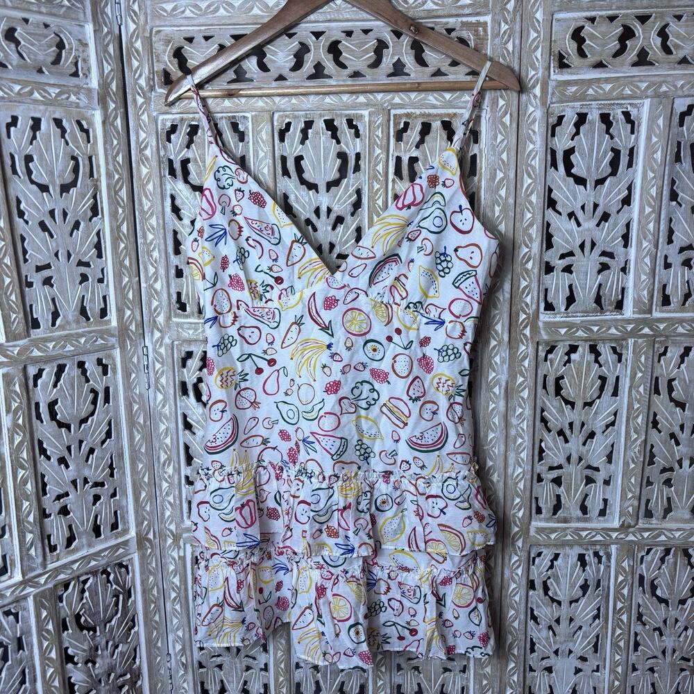 AQUA Coastal Cowgirl Sleeveless Dress Fruit Print Flowy Boho Cottagecore SIZE M